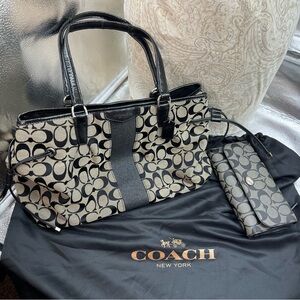 Coach Black and Gray Devin Purse amd Peyton Wallet with Dust cover